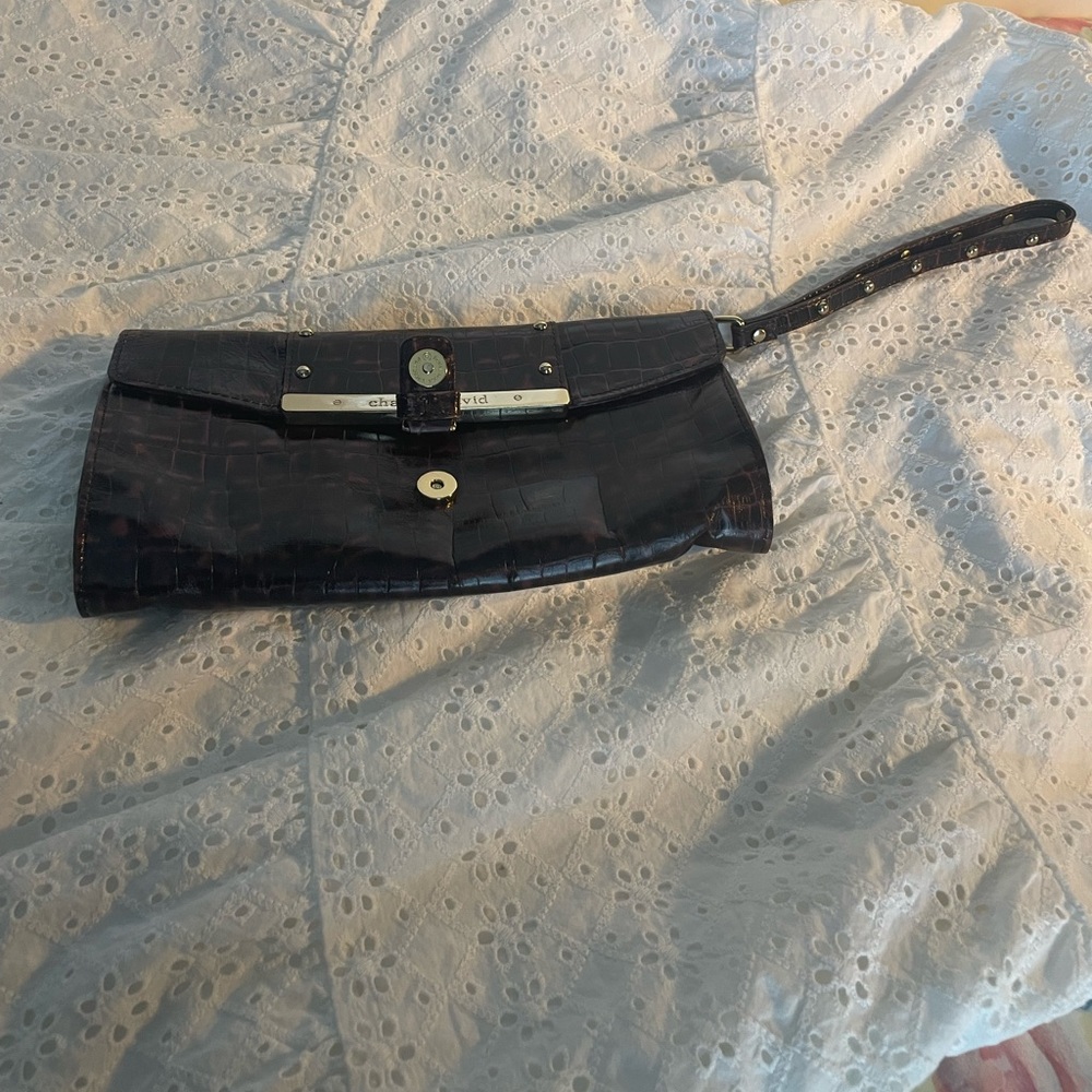 Charles David Chocolate Clutch with Wrist Band